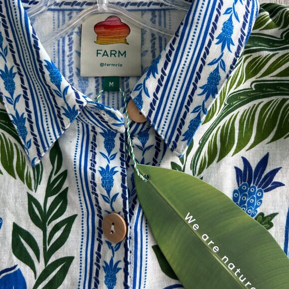 Farm Rio Chemise Dress Tropicance Floral Blue/Green NWT Large/Medium - Picture 5 of 8